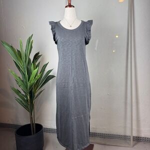 Universal Thread Maxi Dress Women S Gray Ruffle Shoulder Cotton Coquette